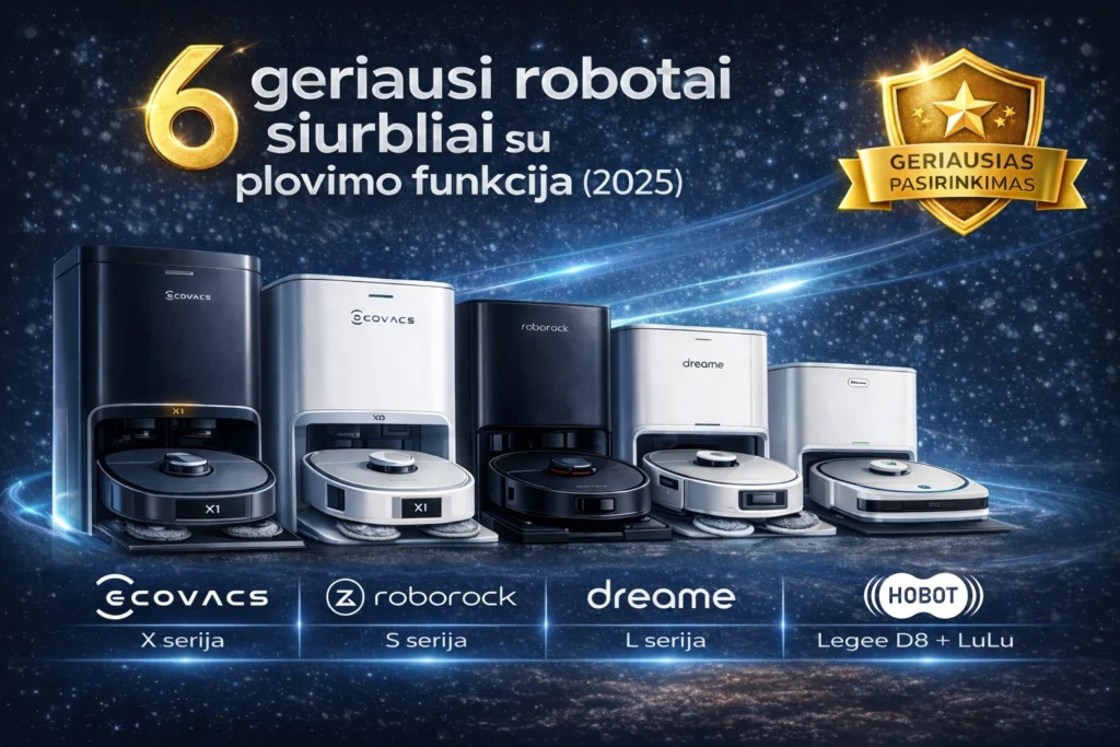 Geriausi robotai siurbliai su plovimo funkcija – 6 modeliai 2025
