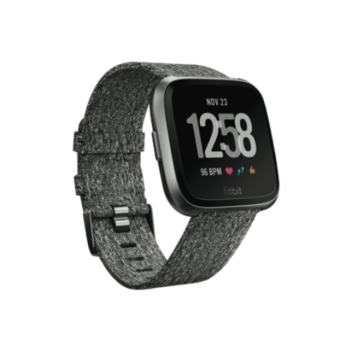 Fitbit Versa Smart watch, NFC, Color LCD, Touchscreen, Heart rate monitor, Activity monitoring 24/7, Waterproof, Bluetooth, Charcoal Woven