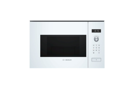 Bosch Microwave Oven BFL524MW0	 20 L, Retractable, Rotary knob, Touch Control, 800 W, White, Built-in, Defrost function