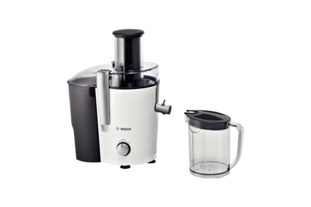 Juicer Bosch MES25A0 Type Centrifugal juicer, Black/White, 700 W, Extra large fruit input, Number of speeds 2