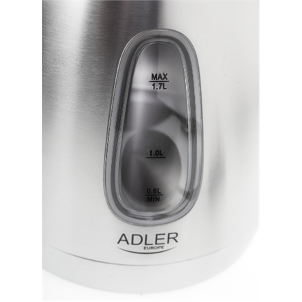 Adler Kettle AD 1223 Standard, Stainless steel, Stainless steel, 2200 W, 360° rotational base, 1.7 L