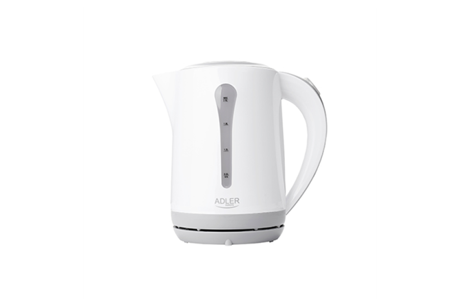 Kettle Adler AD 1244  Standard kettle, Plastic, White, 2000 W, 360° rotational base, 2.5 L