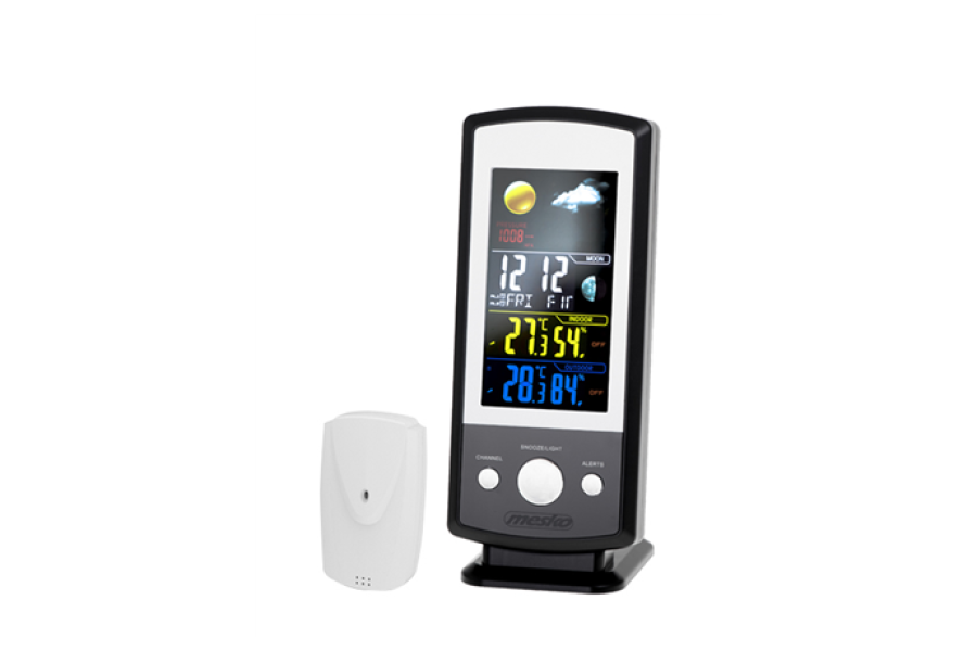 Mesko MS 1177 Weather station, Black, Colorful Digital Display