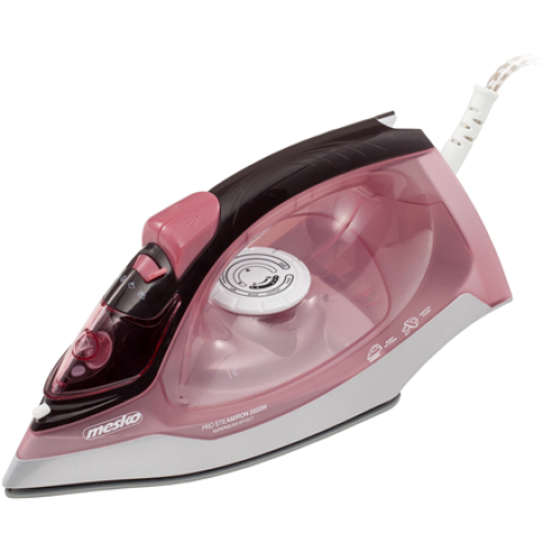 Mesko Iron MS 5028 Steam Iron, 2600 W, Continuous steam 35 g/min, Steam boost performance 60 g/min, Pink/Grey