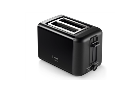 Bosch DesignLine Toaster TAT3P423 Power 970 W, Number of slots 2, Housing material Stainless steel, Black