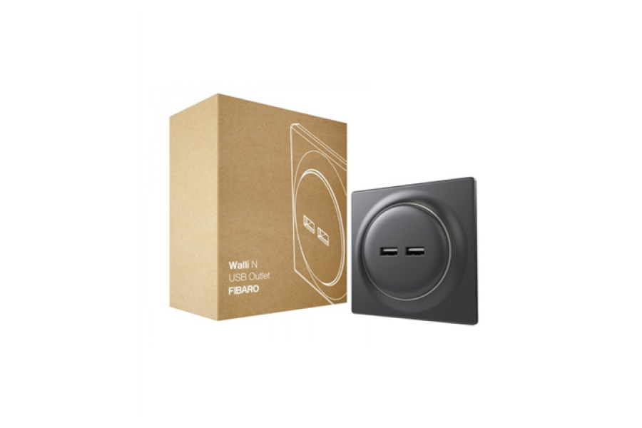 Fibaro Walli N USB Outlet, Black