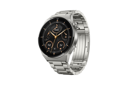 Huawei WATCH GT 3 Pro (46 mm) Smart watch, GPS (satellite), AMOLED, Touchscreen, Heart rate monitor, Activity monitoring 24/7, Waterproof, Bluetooth, Titanium Gray Case with Titanium Strap, Odin-B19M