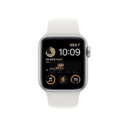 Apple Watch SE MNJV3UL/A 40mm, Smart watches, GPS (satellite), Retina LTPO OLED, Touchscreen, Heart rate monitor, Waterproof, Bluetooth, Wi-Fi, Silver, White
