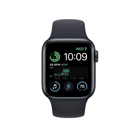 Apple Watch SE MNJT3UL/A 40mm, GPS (satellite), Retina LTPO OLED, Touchscreen, Heart rate monitor, Waterproof, Bluetooth, Wi-Fi, Midnight, Midnight