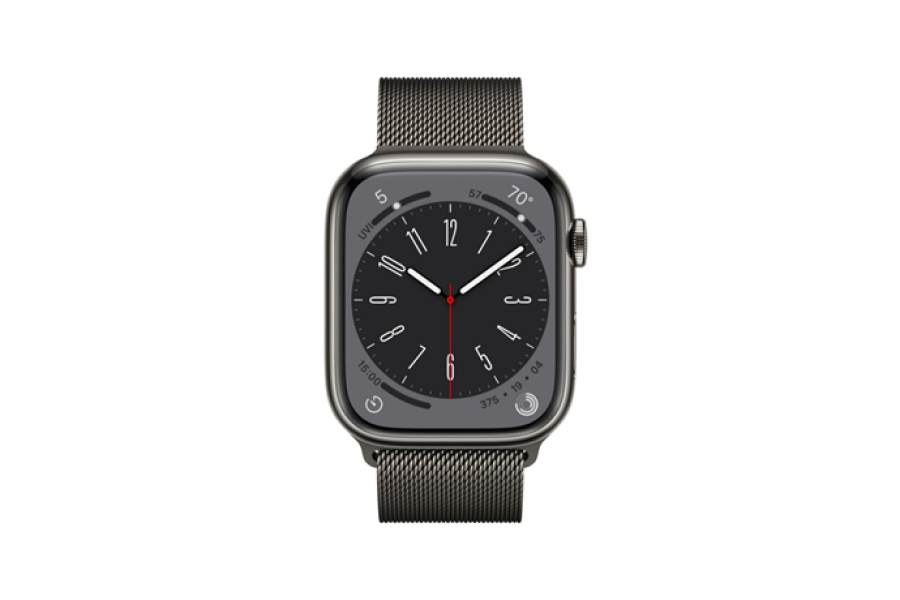 Apple Watch Series 8 MNKX3UL/A 45mm, Smart watches, GPS (satellite), Retina LTPO OLED, Touchscreen, Heart rate monitor, Waterproof, Bluetooth, Wi-Fi, eSIM, Graphite, Graphite