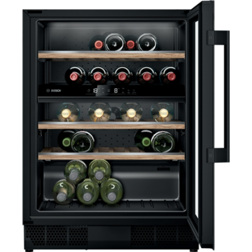 Bosch Wine Cooler KUW21AHG0 Series 6 Energy efficiency class G, Built-in, Bottles capacity 44, Black