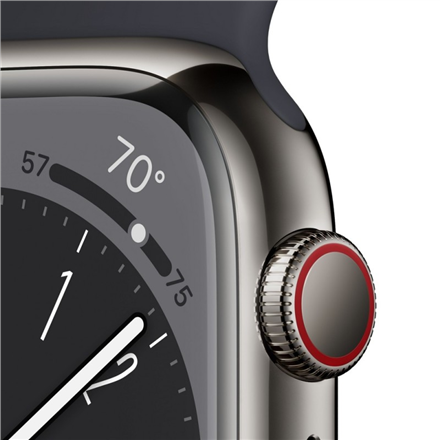 Apple Watch Series 8 MNJJ3UL/A	 41mm, Smart watches, GPS (satellite), Retina LTPO OLED, Touchscreen, Heart rate monitor, Waterproof, Bluetooth, Wi-Fi, Graphite, Midnight