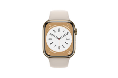 Apple Watch Series 8 MNKM3UL/A	 45mm, Smart watches, GPS (satellite), Retina LTPO OLED, Touchscreen, Heart rate monitor, Waterproof, Bluetooth, Wi-Fi, eSIM, Gold, Starlight