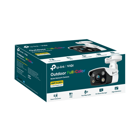TP-LINK VIGI 4MP Outdoor Full-Color Network Camera VIGI C340 Bullet, 6 mm, IP66, H.265+/H.265/H.264+/H.264,  MicroSD