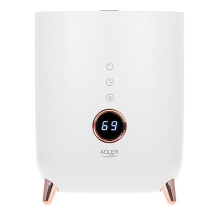 Adler AD 7972 Humidifier, 23 W, Water tank capacity 4 L, Suitable for rooms up to 35 m², Ultrasonic, Humidification capacity 150-300 ml/hr, White
