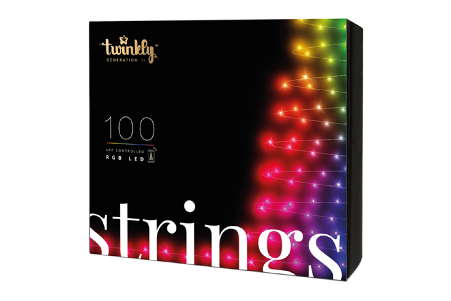 Twinkly Strings Smart LED Lights 100 RGB (Multicolor), 8m, Black wire