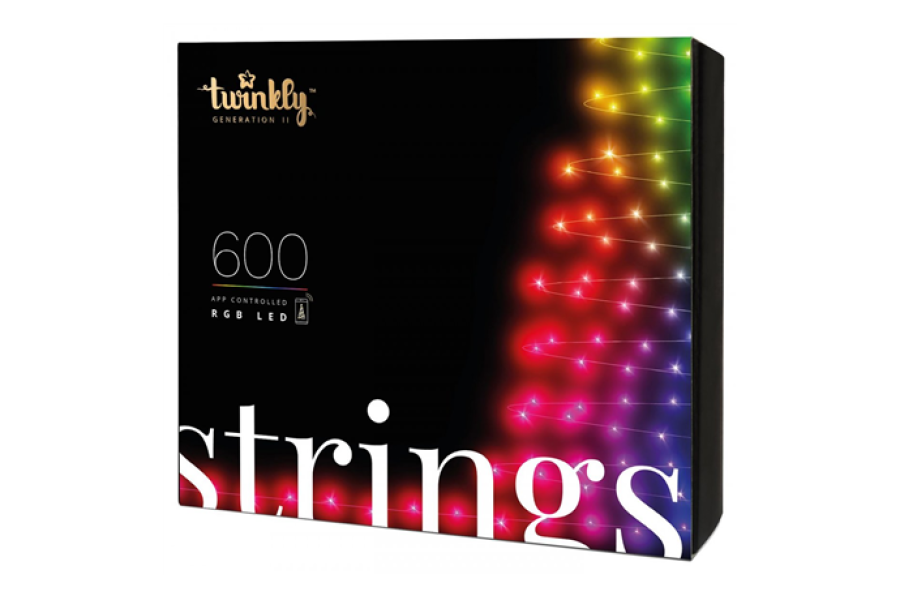 Twinkly Strings Smart LED Lights 600 RGB (Multicolor), 48m, Black wire