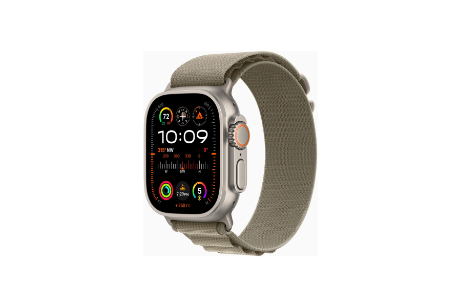 Apple Apple Watch Ultra 2 GPS + Cellular, 49mm Titanium Case with Olive Alpine Loop - Large