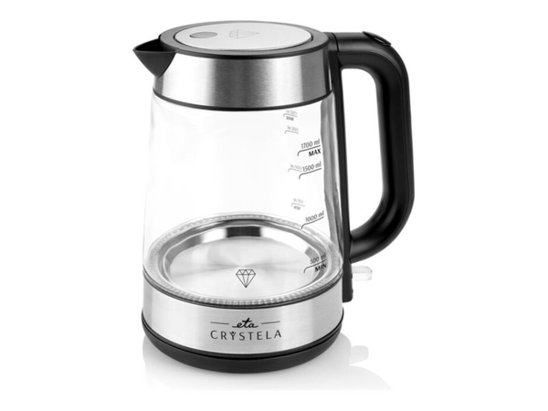 ETA ETA615390000 Standard kettle 2200 W 1.7 L Glass 360° rotational base Stainless steel/Black