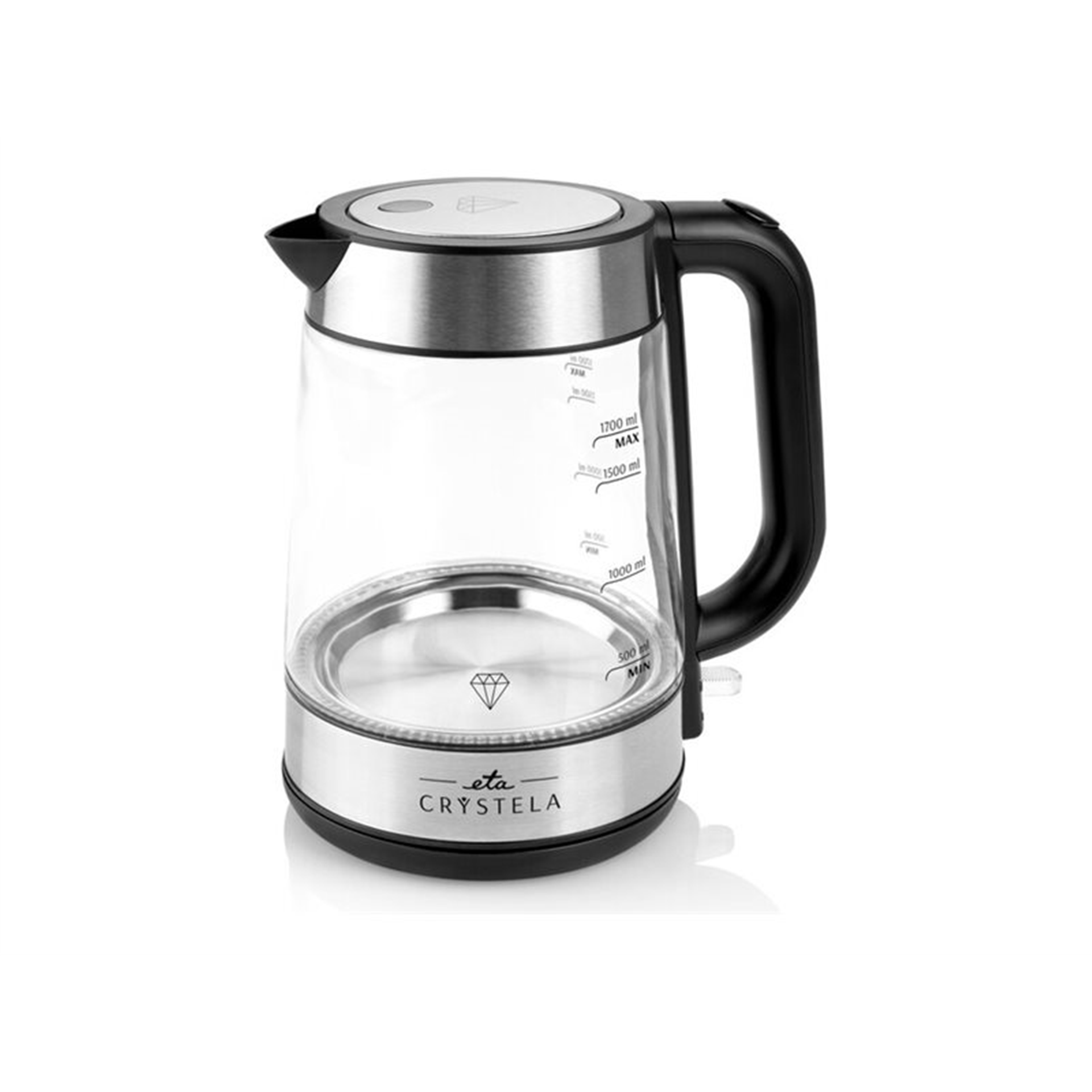 ETA ETA615390000 Standard kettle 2200 W 1.7 L Glass 360° rotational base Stainless steel/Black