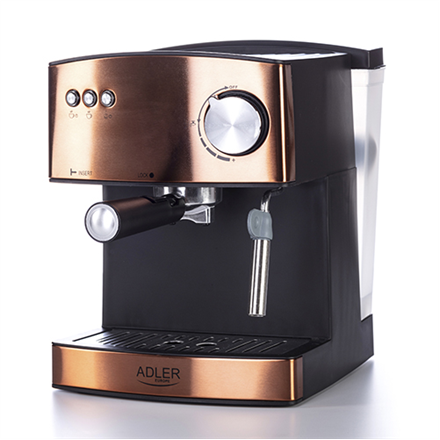 Adler Espresso coffee machine  AD 4404cr Pump pressure 15 bar Built-in milk frother Semi-automatic 850 W Cooper/ black
