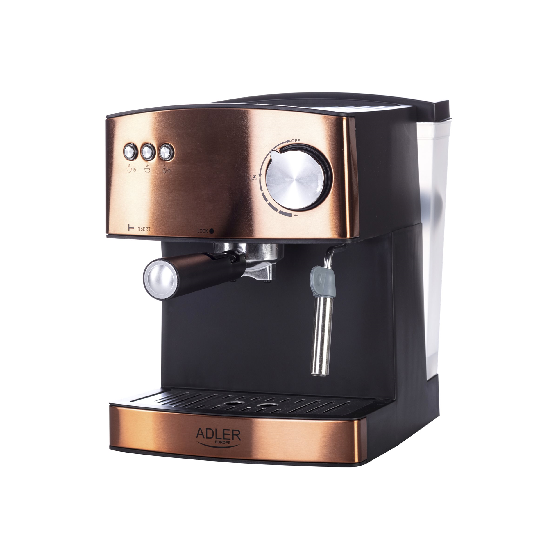 Adler Espresso coffee machine  AD 4404cr Pump pressure 15 bar Built-in milk frother Semi-automatic 850 W Cooper/ black