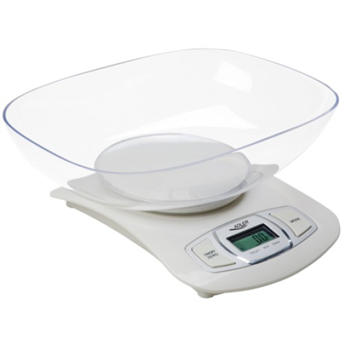 Adler AD 3137 Kitchen scales, Capacity 5 kg , Graduation 1g, Big LCD Display, Auto-zero/Auto-off, Large bowl, White Adler Adler AD 3137 Maximum weight (capacity) 5 kg Graduation 1 g Display type LCD White