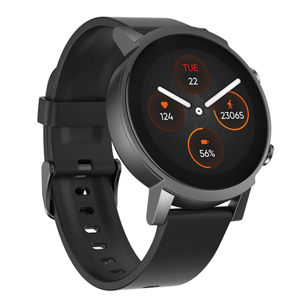 TicWatch 1.3” Smart watch GPS (satellite) 2.5D glass Touchscreen Activity monitoring 24/7 Waterproof Bluetooth Wi-Fi Panther Black