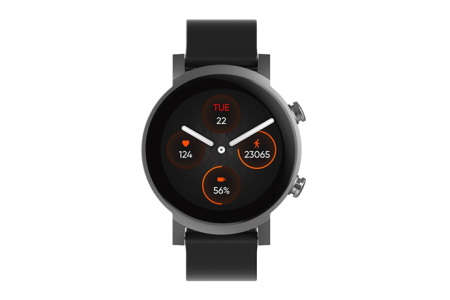 TicWatch 1.3” Smart watch GPS (satellite) 2.5D glass Touchscreen Activity monitoring 24/7 Waterproof Bluetooth Wi-Fi Panther Black