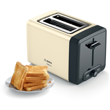 Bosch DesignLine Compact Toaster TAT4P427 Power 970 W Number of slots 2 Housing material Stainless steel Beige