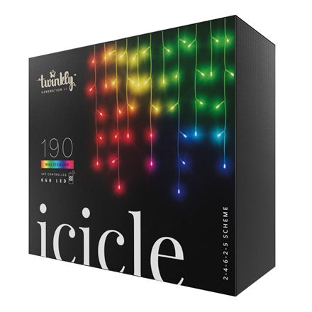 Twinkly Icicle Smart LED Lights 190 RGB (Multicolor), 5m, Transparent wire Twinkly Icicle Smart LED Lights 190, 5m, Transparent wire Twinkly RGB – 16M+ colors