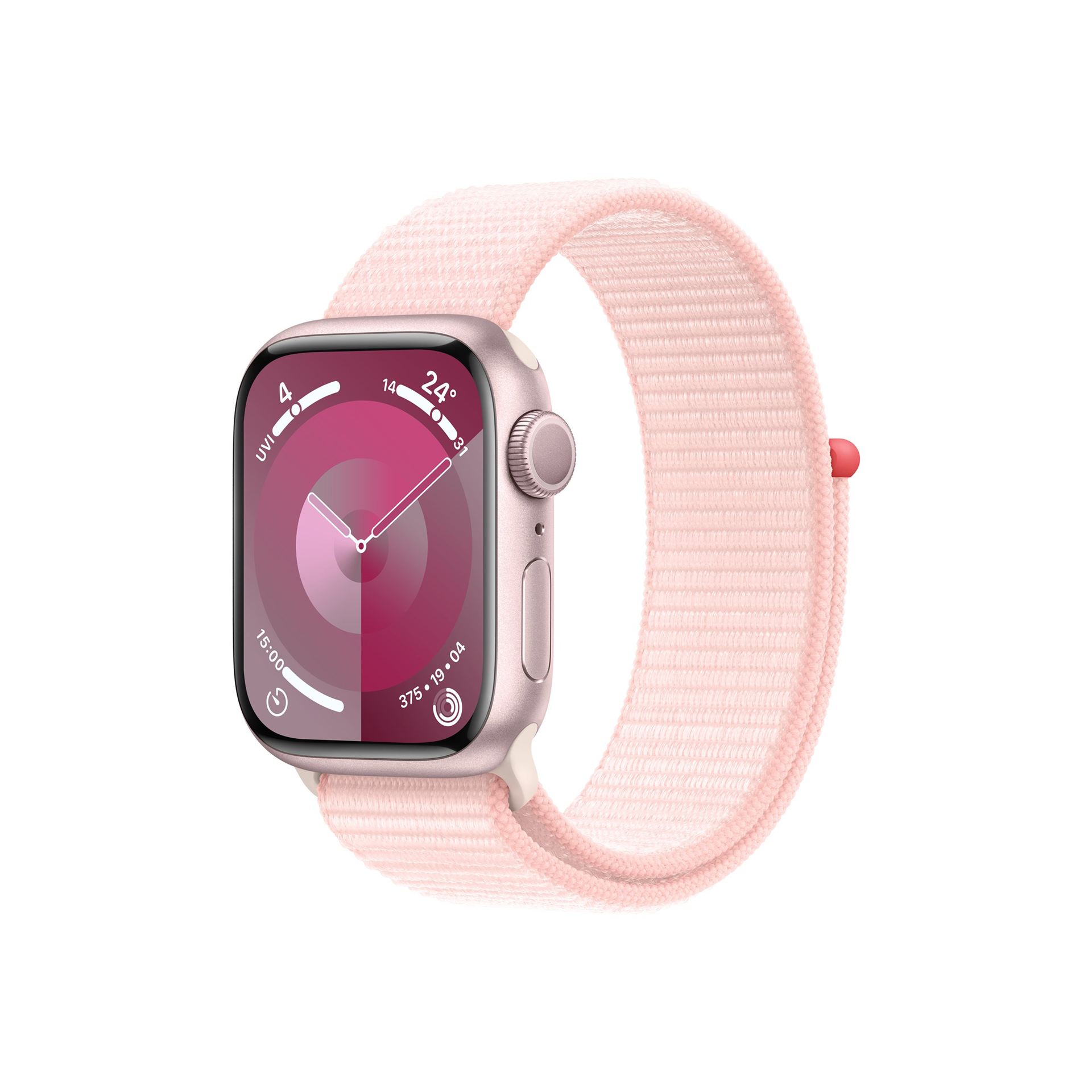 Apple Watch Series 9 GPS 41mm Pink Aluminium Case with Light Pink Sport Loop Apple