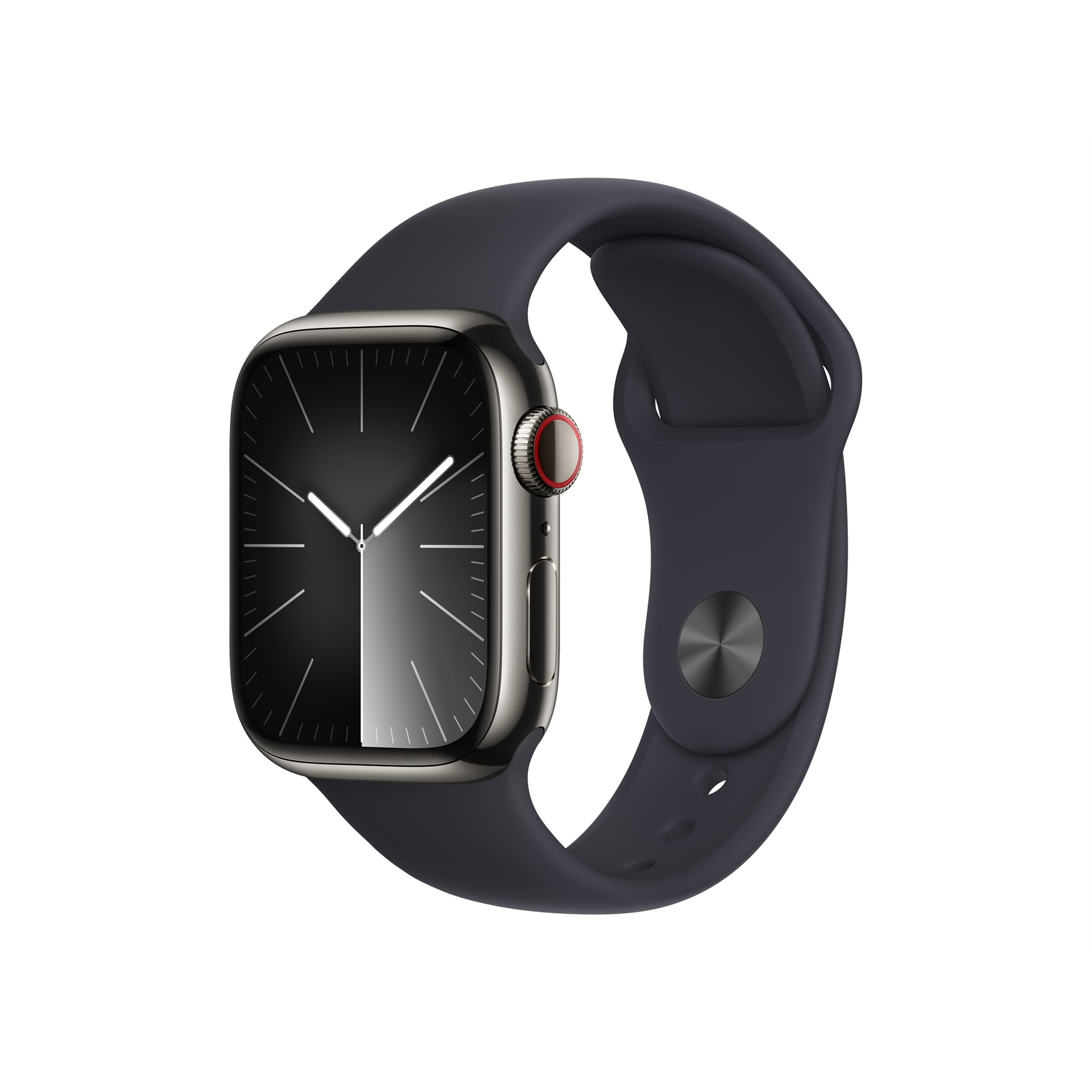 Apple Watch Series 9 GPS + Cellular 41mm Graphite Stainless Steel Case with Midnight Sport Band - S/M Apple