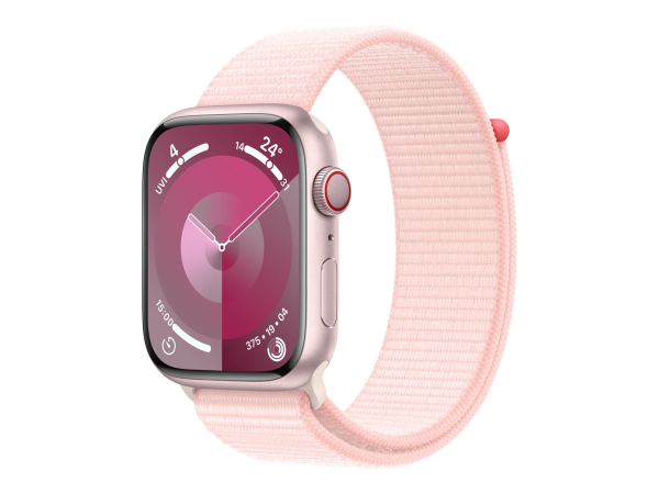 Apple Watch Series 9 GPS + Cellular 45mm Pink Aluminium Case with Light Pink Sport Loop Apple