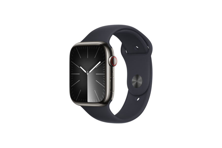 Apple Watch Series 9 GPS + Cellular 45mm Graphite Stainless Steel Case with Midnight Sport Band - M/L Apple