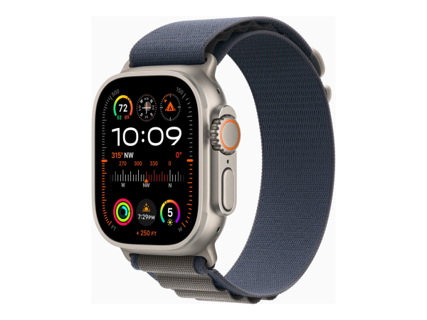 Apple Watch Ultra 2 GPS + Cellular, 49mm Titanium Case with Blue Alpine Loop - Small Apple