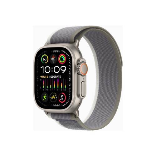 Apple Watch Ultra 2 GPS + Cellular, 49mm Titanium Case with Green/Grey Trail Loop - M/L Apple