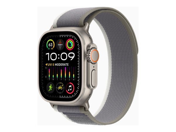 Apple Watch Ultra 2 GPS + Cellular, 49mm Titanium Case with Green/Grey Trail Loop - M/L Apple