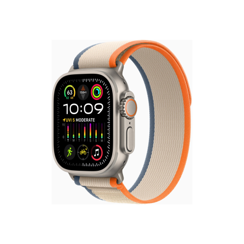 Apple Watch Ultra 2 GPS + Cellular, 49mm Titanium Case with Orange/Beige Trail Loop - M/L Apple