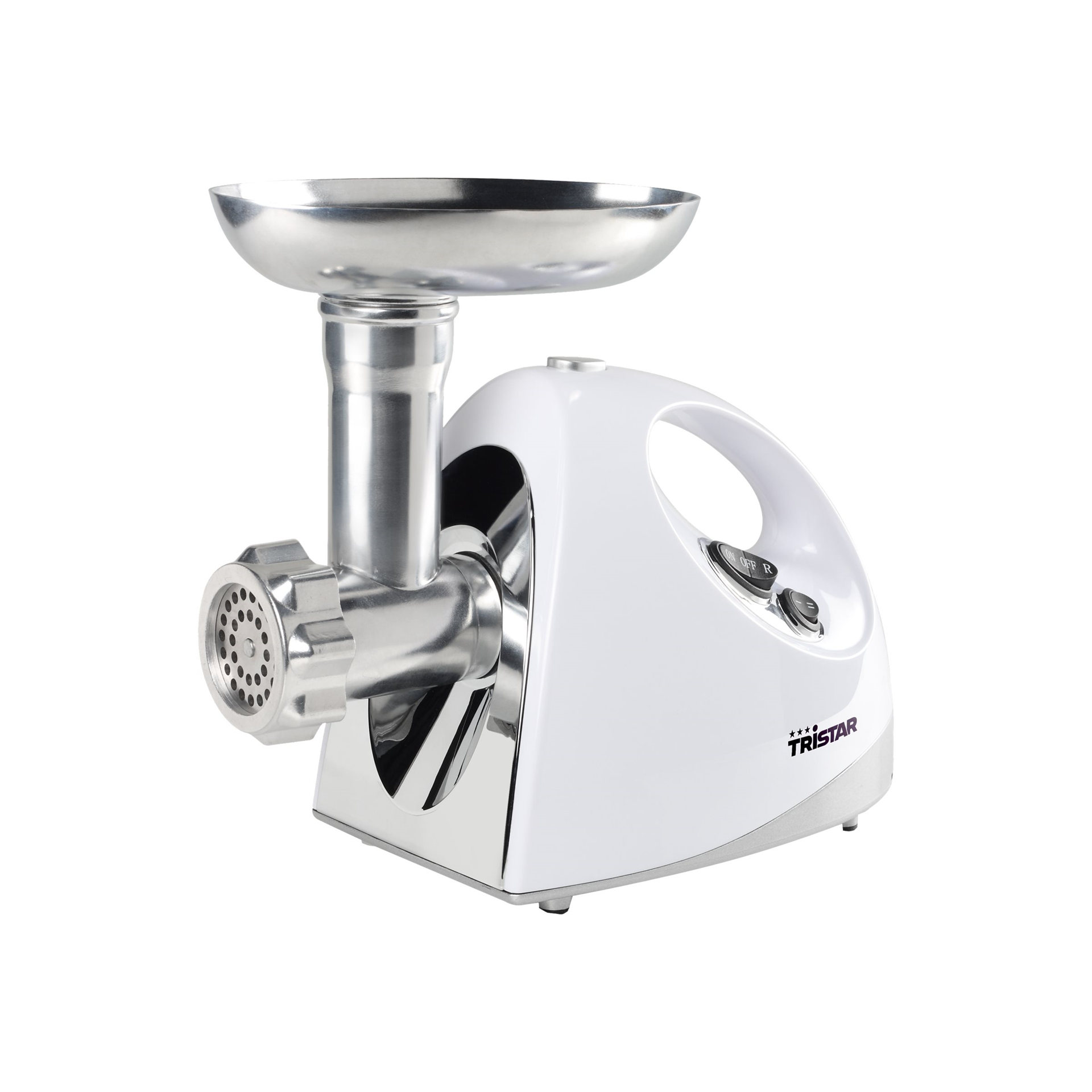 Tristar | VM-4210 Meat Grinder | White | 3 Stainless steel grinding plates, Aluminum grinder head, Aluminum hopper tray, Sausage stuffer, Kubbe attachment, Sausage accessory, Stainless steel blade