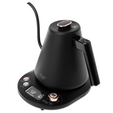 Adler Kettle | AD 1349 | Electric | 1100 W | 1 L | Stainless steel | 360° rotational base | Black/Gold