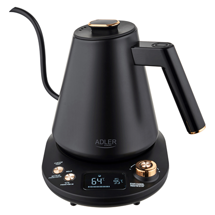 Adler Kettle | AD 1349 | Electric | 1100 W | 1 L | Stainless steel | 360° rotational base | Black/Gold